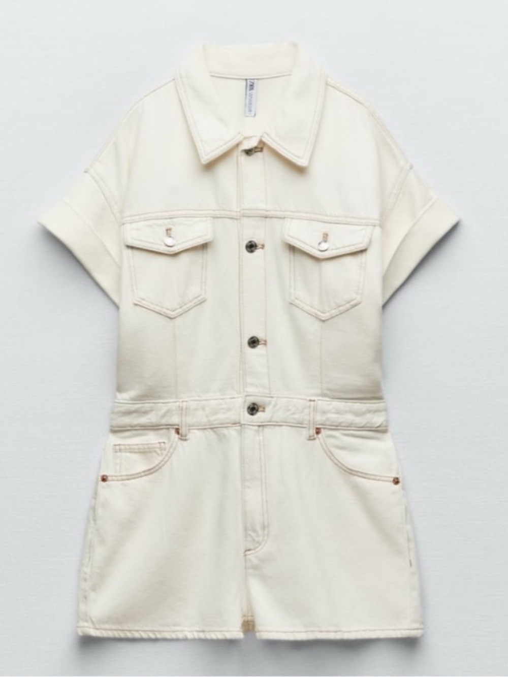 Short-Sleeve Denim Romper